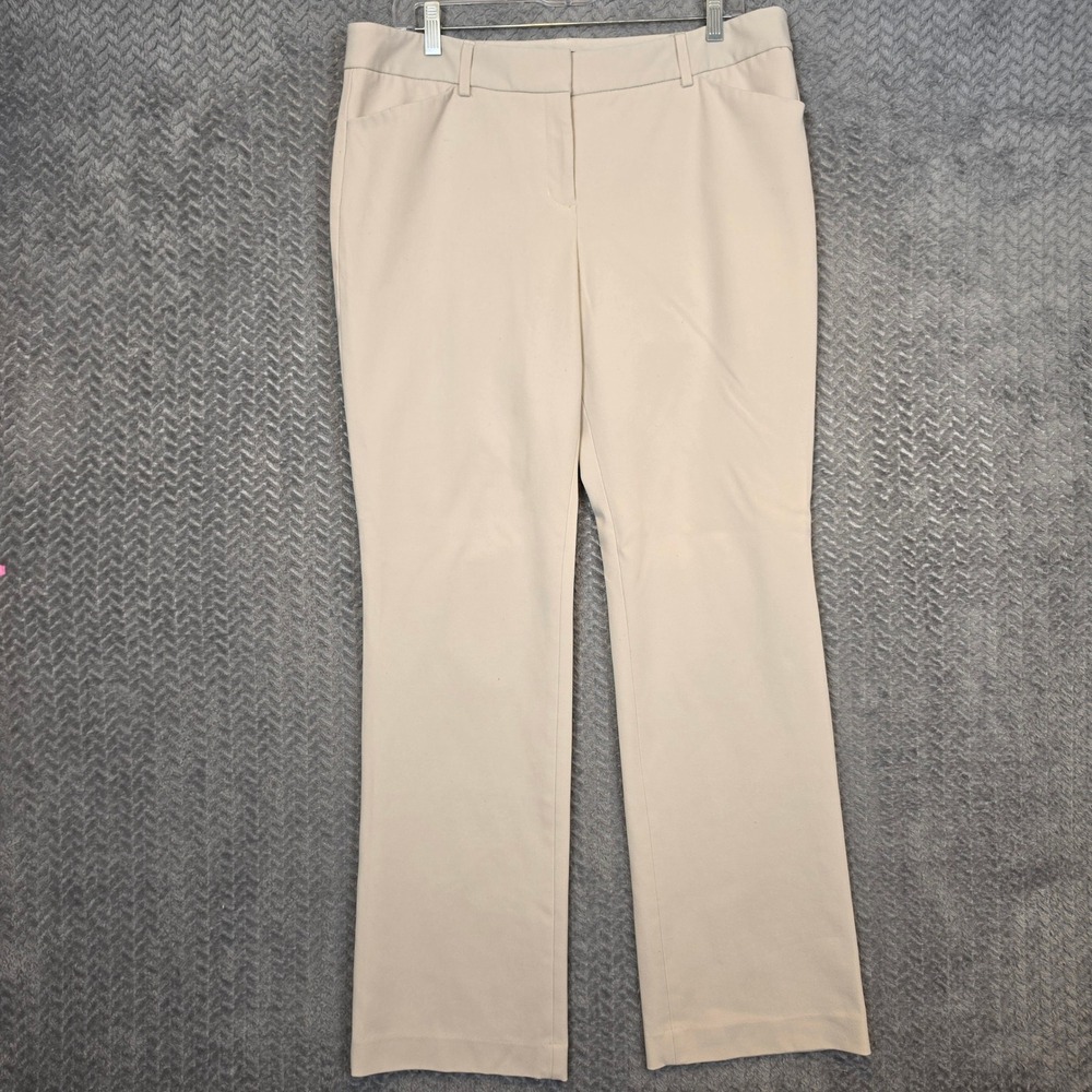 Express Editor Beige Tan Dress Pants Womens 12R Mid Rise Straight Leg Trousers